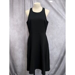 Banana Republic Black Sleeveless Midi Dress High Neck Seamed Cocktail Size 6